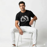 Black t-shirt with 'Pray More Worry Less' text and graphic on a gray background