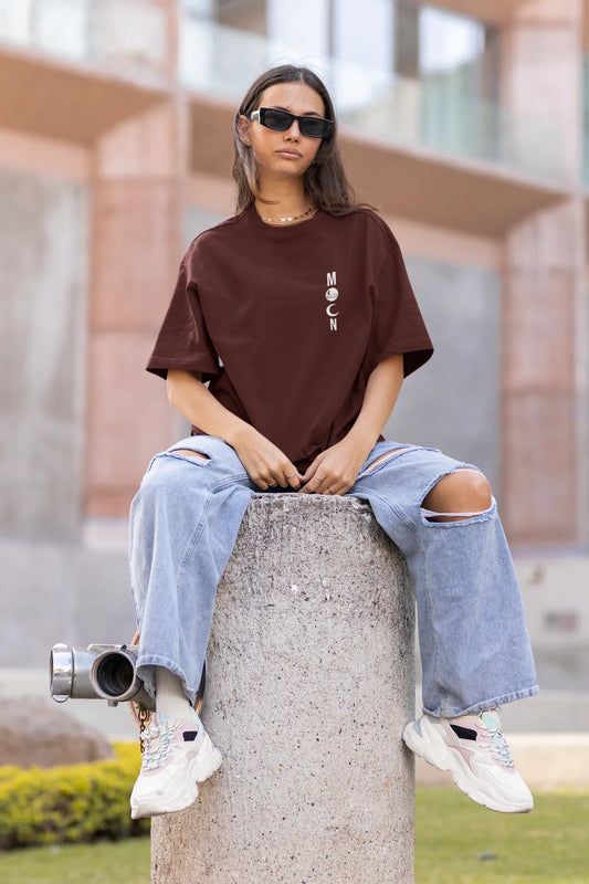 Maroon Crescent Oversize T-shirt