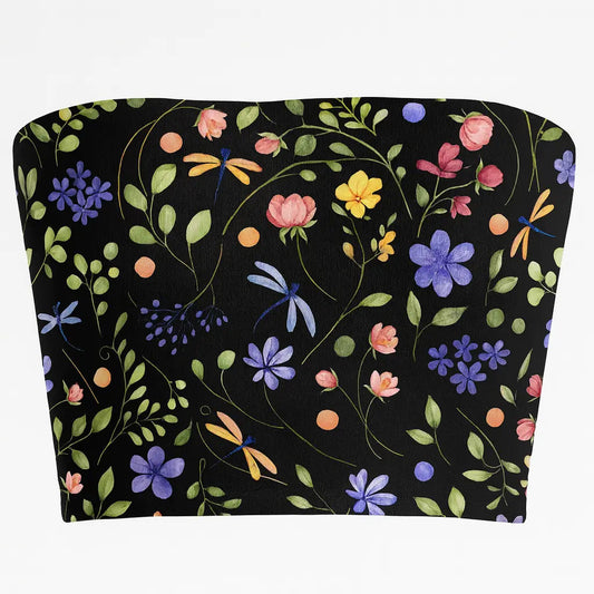 Bandeau top with floral pattern on a black background
