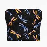 Tubular belt with dragonfly pattern on a black background