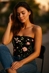 Ebony Flora Tube Top