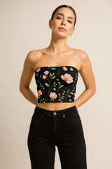 Ebony Flora Tube Top