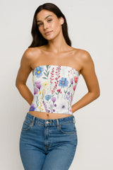 Ivory Daisy Tube Top