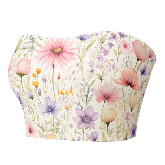 Floral-patterned crop top on a white background