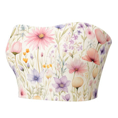 Floral-patterned crop top on a white background