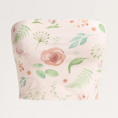 Floral bandeau top on a light gray background