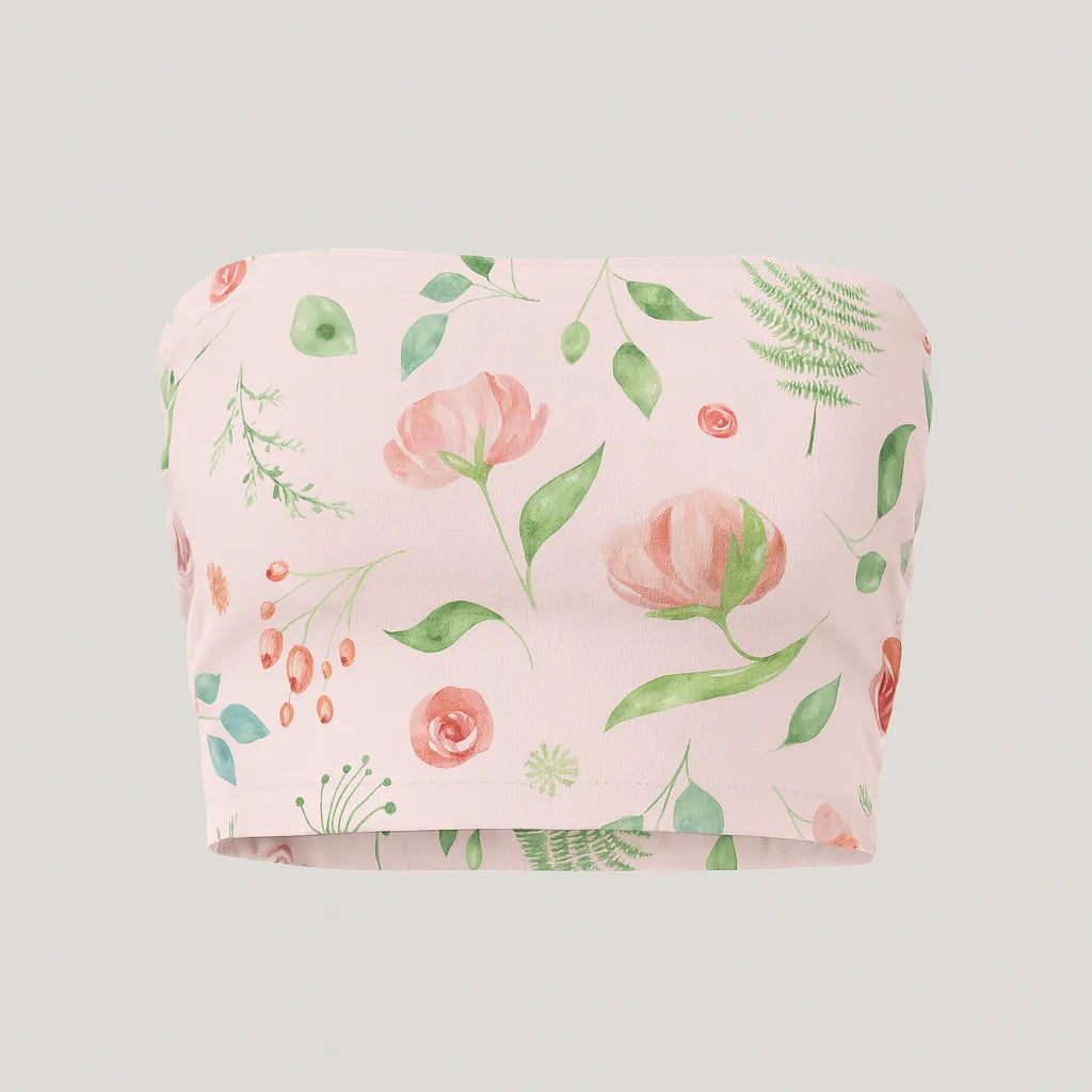 Floral-patterned top on a light gray background