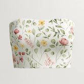Floral-patterned tube top on a light gray background