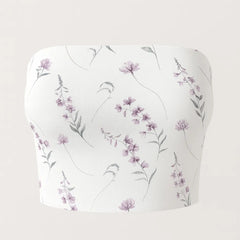 Floral-patterned tube top on a light gray background