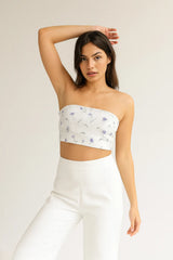 Chiffon Cherry Blossom Tube Top