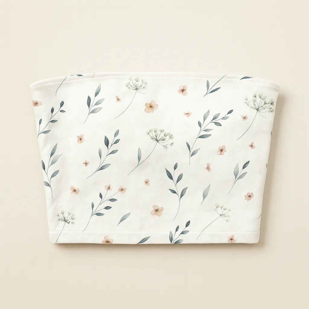 Floral patterned fabric on a beige background