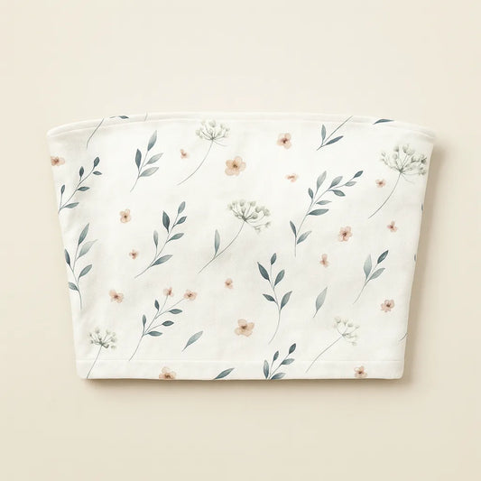 Floral patterned fabric on a beige background