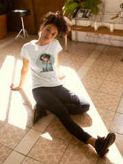 A girl Female Round Neck Half Sleeve Classic white T-Shirt AD0119