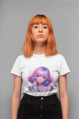 A girl Female Round Neck Half Sleeve Classic white T-Shirt AD0120