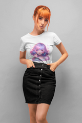 A girl Female Round Neck Half Sleeve Classic white T-Shirt AD0120