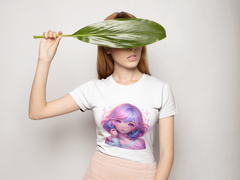 A girl Female Round Neck Half Sleeve Classic white T-Shirt AD0120