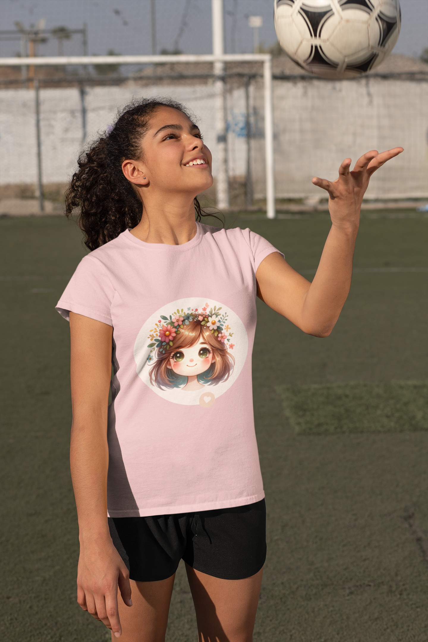 A girl Female Round Neck Half Sleeve Classic Baby Pink T-Shirt AD0123