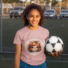 A girl Female Round Neck Half Sleeve Classic Baby Pink T-Shirt AD0123