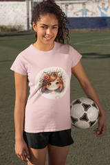 A girl Female Round Neck Half Sleeve Classic Baby Pink T-Shirt AD0123