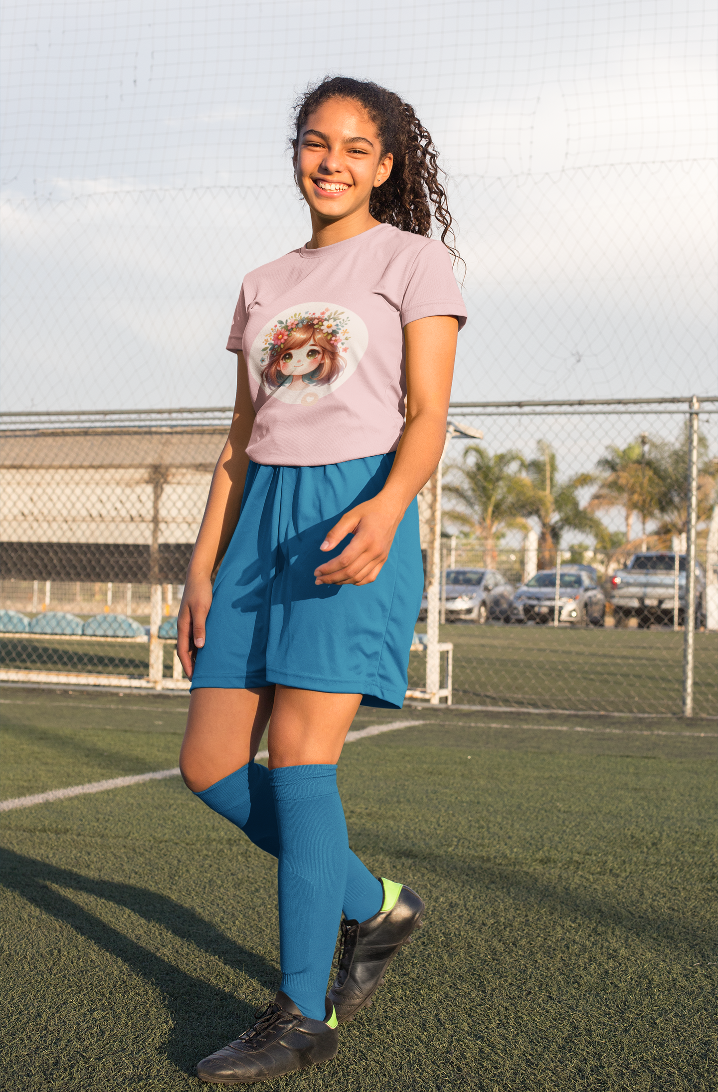 A girl Female Round Neck Half Sleeve Classic Baby Pink T-Shirt AD0123