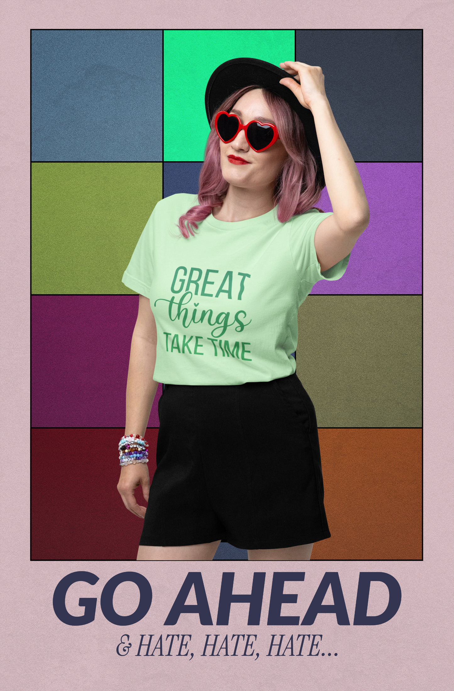 Great things take time female Round Neck Half Sleeve Regular fit Jade T-shirt AD0454
