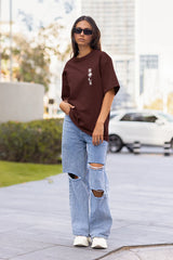 Maroon Crescent Oversize T-shirt