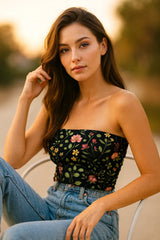 Midnight Bloom Tube Top