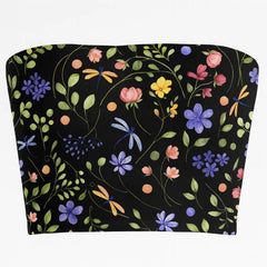Bandeau top with floral pattern on a black background