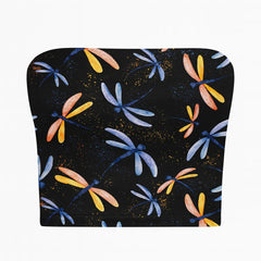 Tubular belt with dragonfly pattern on a black background