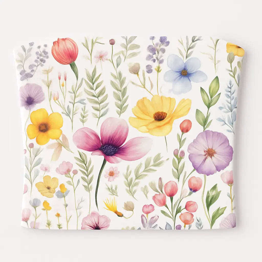 Floral pattern with colorful flowers on a white background