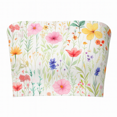 Floral-patterned tube top on a white background