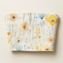 Floral patterned fabric on a beige background