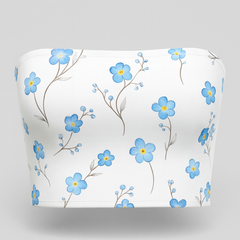Floral patterned box with blue flowers on a white background