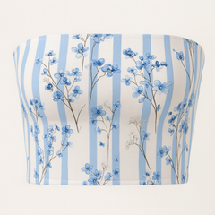 Belt bag with blue floral pattern on a white background