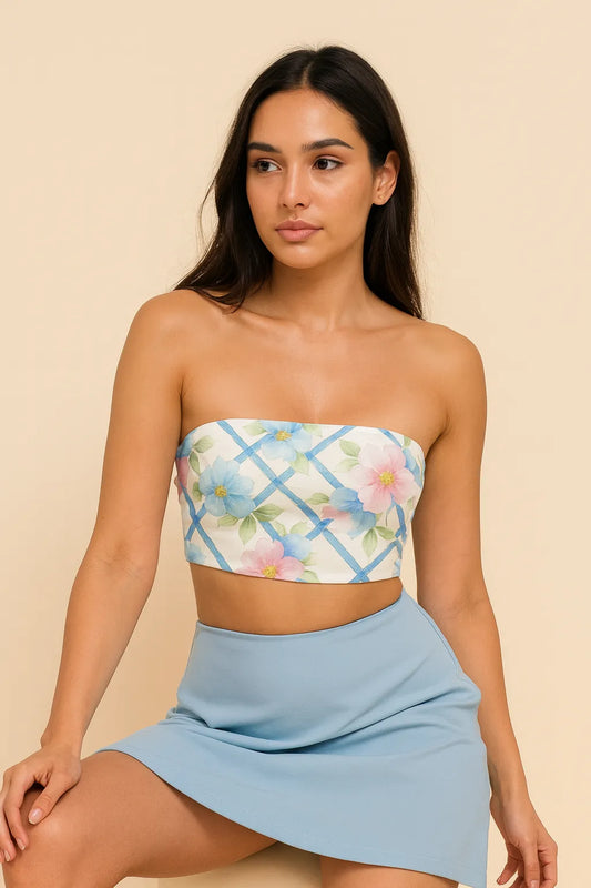 Chiffon Chrysanthemum Tube Top