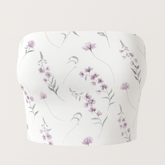 Floral-patterned tube top on a light gray background