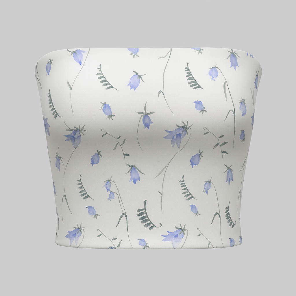 Tube top with floral pattern on a gray background