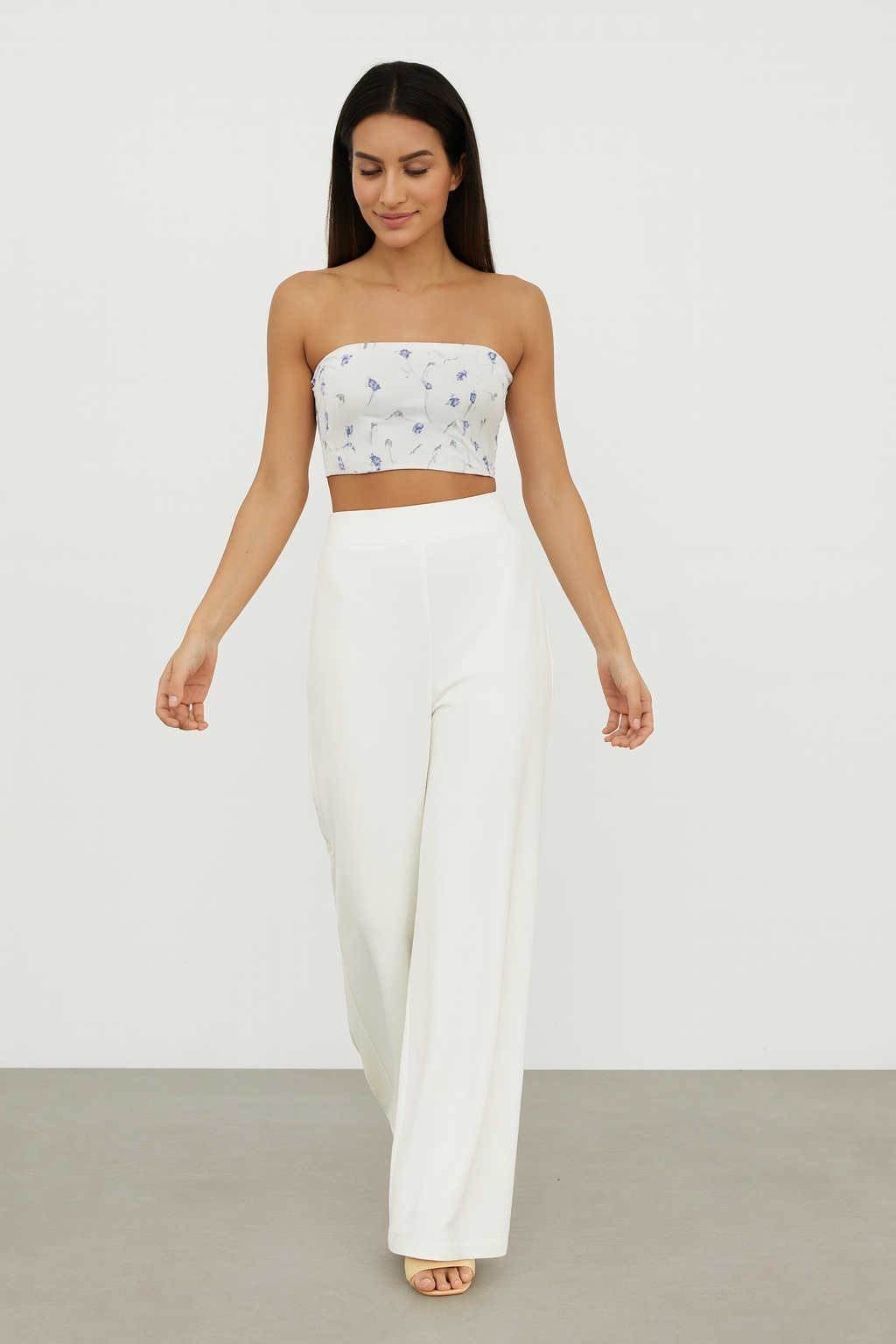 Chiffon Cherry Blossom Tube Top