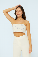 Chiffon Cherry Blossom Tube Top