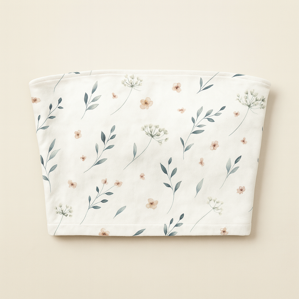Floral patterned fabric on a beige background