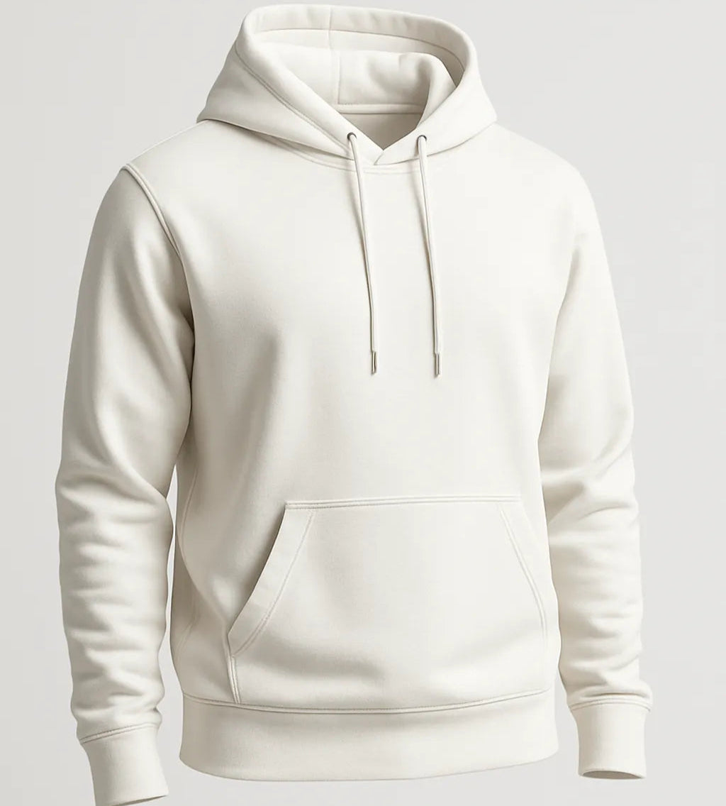 White hoodie on a light gray background