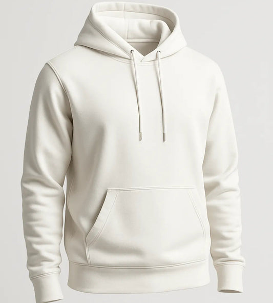 White hoodie on a light gray background
