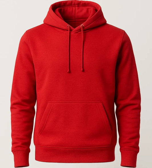 Red hoodie on a light gray background
