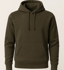 Green hoodie on a light beige background