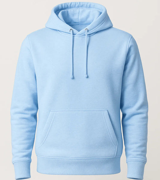 Light blue hoodie on a light gray background