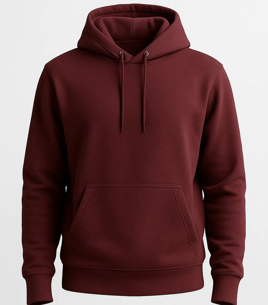 Maroon hoodie on a light gray background